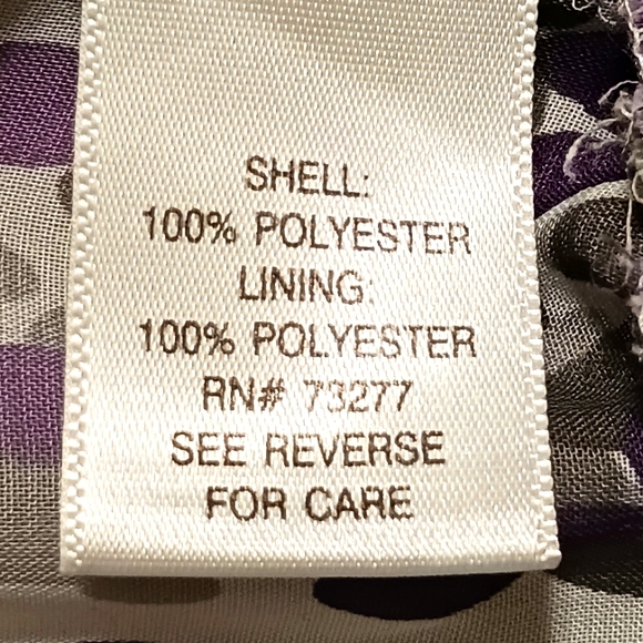 Apt. 9 Womens Sz Large Purple/Gray/White Sheer S/S Ruffle Cinch Waist Blouse Top - Picture 9 of 12